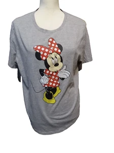 Disneys Minnie Mouse Grey Short Sleeve Tee Shirt Womens Size Large - Picture 1 of 5