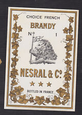  Ancienne étiquette taille moyenne Alcool  France BN126358 Brandy Lion Nesral  