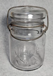 Antikes QUICK SEAL Einmachglas - Einmachglas * Pint mit Glasdeckel * #8 auf Boden - Bild 1 von 5