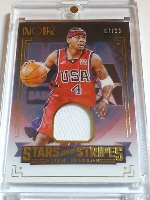 2023 Panini Noir Allen Iverson #PATCH /99 Game Worn Jersey - Rare - Image 1 of 4