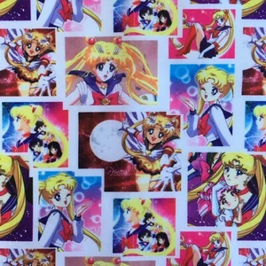OFFCUT SAILOR MOON JAPANESE ANIME GIRLS CARTOON POLYCOTTON FABRIC CHARACTER - Picture 1 of 2