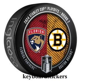 2024 NHL Stanley Cup Playoffs RD2 Dueling Puck Florida Panthers vs Boston Bruins - Picture 1 of 2
