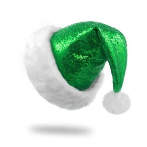Santa Hats, Santa Hats for Adults, Unisex Sequin Christmas Hats for New Green - Picture 1 of 8