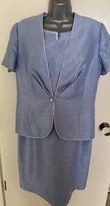 Jacques Vert Cornflower Blue Dress & Jacket Mother of the Bride Size 14 - Picture 1 of 12