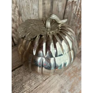White Barn Bath and Body Works Silver Pumpkin Container Fall Decor - Picture 1 of 4