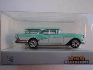 BREKINA 1957 BUICK CENTURY CABALLERO GREEN /WHITE HO 1/87 PLASTIC - Picture 1 of 2