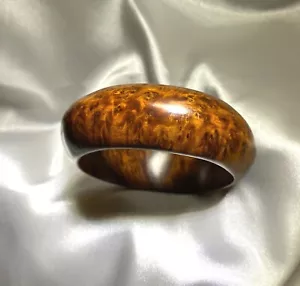 Figured Burle Wood Fashion Bangle Bracelet 8.25" 28mm - Picture 1 of 5