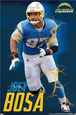 Joey Bosa ELECTRIC Los Angeles Chargers NFL Action 22x34 Wall POSTER Cover