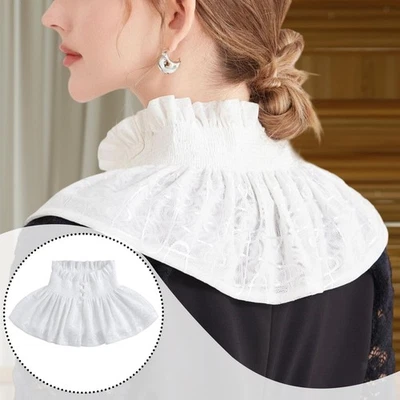 Colletto finto plissettato morbido per donne e ragazze, per camicie, abiti, - Immagine 1 di 4