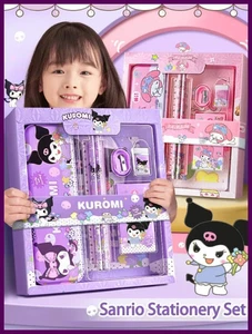 Juego de 12 piezas de papelería Kuromi Cinnamoroll My Melody lápices borradores reglas - Imagen 1 de 30