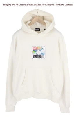 Diesel S-Ginn Hood E6 Men's Hoodie L Over White Pullover Kangaroo Pocket With - Изображение 1 из 4