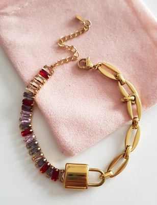 Edles BETTEL ARMBAND 925 Silber Charm Zirkonia GOLD ARMKETTE Armreif Anhänger - Bild 1 von 4