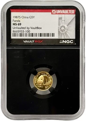 1987 S 1/10 oz .999 Fine Gold Panda NGC MS69 - Image 1 of 4