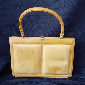 Unusual Vintage Mustard Leather Bag. By MAGLI Made In Italy. MOD 1960s Revival - Picture 1 of 5