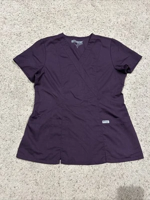 Grey’s Anatomy size M Scrub Top Women’s V-Neck Pockets DARK PLUM 41101 J25 - Image 1 of 3