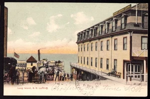 Postal Maine ME Long Island 1906 bote de vapor aterrizaje granito Spring Casino - Imagen 1 de 2