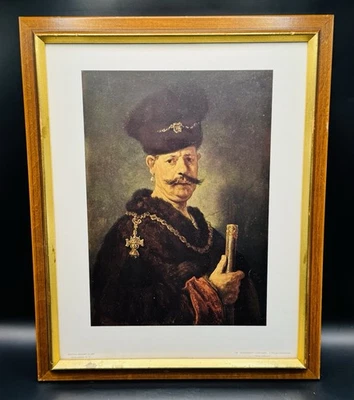 Impresión enmarcada vintage "Un noble polaco, 1637" Rembrandt van Rijn con licencia Foto 1 de 4