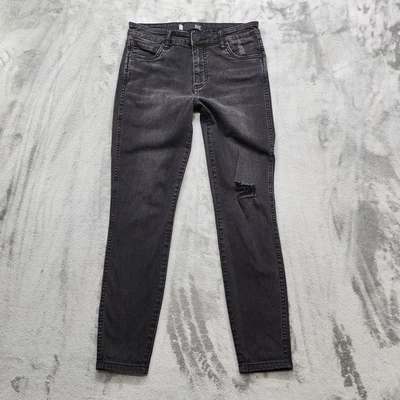 Pantalones de mezclilla KUT from the Kloth para mujer 4 negros desgastados connie tobillo ajustados elásticos Foto 1 de 4