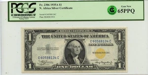 1935A $1 N. Africa Silver Certificate FR#2306 PCGS GEM 65 PPQ GCC Green - Picture 1 of 3