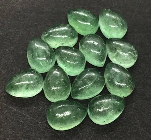 Natural Green Strawberry Quartz Pear Flat Back Loose Gemstone For Making Jewelry - Picture 1 of 13