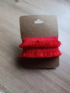 2.3M-16 mm Red Organza Elastic Frill Edging Trim Ribbon Dolls Clothes - Picture 1 of 3