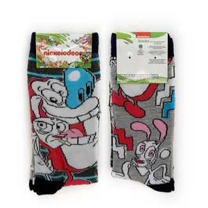 Ren and Stimpy Crew Socks Mens Womens Nickelodeon 90s Retro Funny Fun Gift - Picture 1 of 8