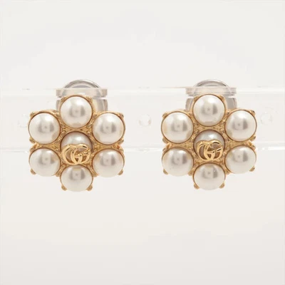 Gucci Double G Flower Earrings (for both ears) GP x Imitation pearl Gold - Image 1 of 4