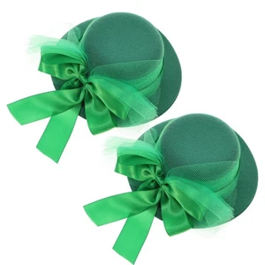 Green Top Hat Headdress Woman Holiday St Patricks Barrettes Hair Pins - Bild 1 von 12