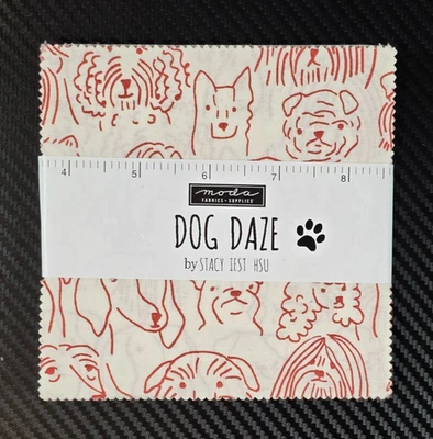 Moda Fabrics Dog Date by Stacy Iest Jsu Charm Pack 42 Precut 5” Cotton Square - Image 1 of 4