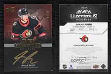 2021-22 SPx UD Black Lustrous Signatures Gold /25 Shane Pinto Rookie Auto RC