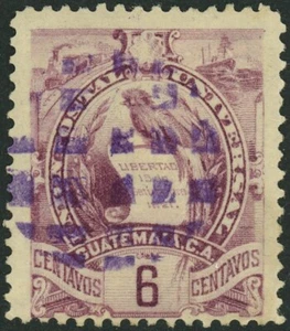 Guatemala #47 Quetzal CG25 Grids Cancellation 6c Postage 1895 Latin America - Picture 1 of 1