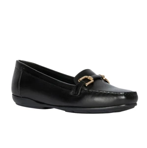 Geox Annytah Moc Mujer EU 37.5 UK 4.5 Negro Cuero Mocasín Zapatos Planos - Imagen 1 de 7