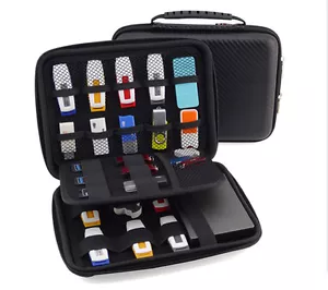 Large Portable Carry Case 23 Elastic Bands Cables,USB Sticks,Hard Drive,Memory C - Picture 1 of 7