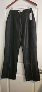 Honor the Gift Womens Faux Leather Pants Black Zip Leg Accents Pockets - Picture 1 of 8