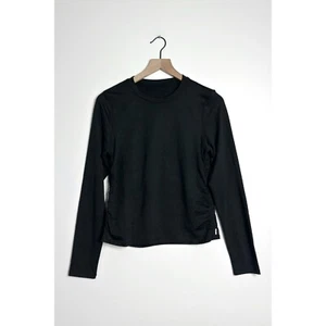 VUORI Long Sleeve Ruched Halo Tee DreamKnit Top Black Heather size XL - Picture 1 of 6