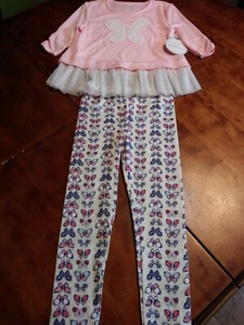 2PCS Girls Easter Tops Pants Leggings Outfit Set KOALA KIDS Butterfly - Picture 1 of 8