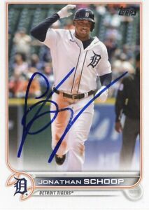 JONATHAN SCHOOP SIGNED 2022 TOPPS #493 TIGERS AUTOGRAPHED BASEBALL CARD