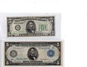 Lot of 4 United States Notes 1914 $5,1929 $20 ,1934 $5,1934A $10