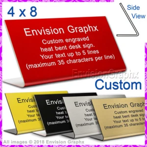 4x8 Custom Personalized Engraved Plastic Office Table Desk Sign - Send Your Text - Picture 1 of 6