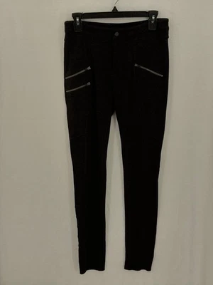 Pantalones Athleta Mujer 6 Alto Negro Ponte Espiga Cremallera Bolsillo Ajustado Elástico Foto 1 de 4