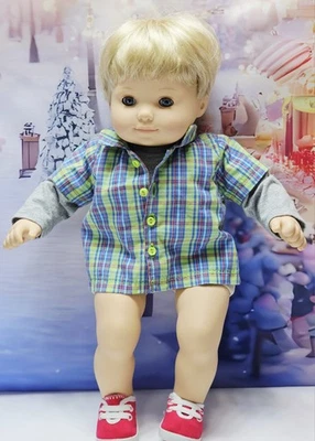 American Girl Bitty Twins - Plaid & Denim Outfit Meet - Boy Shirt & Shoes - 2008 - Image 1 of 4