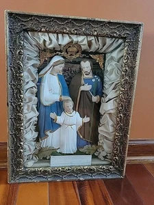Antique Religious Home Altar of Holy Family Confraternity Wood Shadow Box READ - Picture 1 of 24