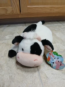 New Aurora Oink & Mooty Sleepy Mooty Laying Cow Plush Stuffed Animal 11" - Picture 1 of 15