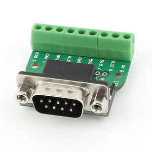DB9 RS232 Serial D SUB Male Connector to 9 Position Terminal Breakout Board - Picture 1 of 1