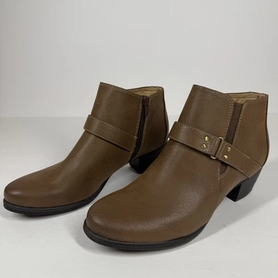 Naturalizer 靴子女式 8.5 米棕色 Kieran 灰褐色踝靴侧拉链新品 — 第 1/4 张图片