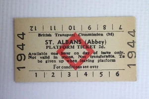 Billete de plataforma BR British Transport Commission (M) estación St. Albans (Abadía) - Imagen 1 de 2