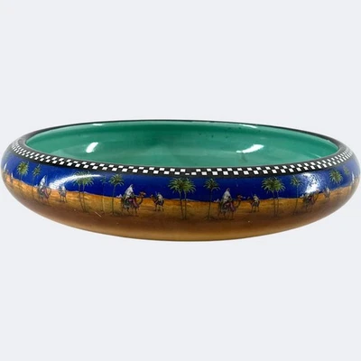 Vintage H&K Tunstall Desert Scene Fruit Bowl Camel Palm Hand Painted England 10" - Image 1 of 4