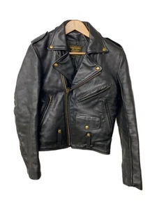 Vanson Black Leather Double Riders Jacket Missing Waist Belt Estimated US Size S - Picture 1 of 6