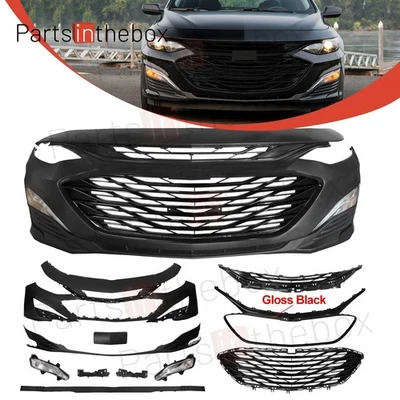 For 2019-2024 2025 Chevy Malibu Front Bumper Grille Set w/Fog Light Glossy Black — 第 1/4 张图片