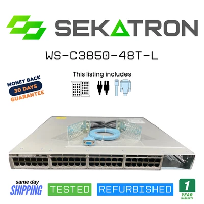 🔀Cisco WS-C3850-48T-L Catalyst 3850 Series Switch • 48-Port Gigabit (LAN Base)⚡ - Image 1 of 2
